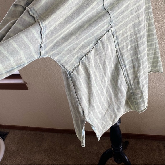 Pilcro The Riley Top Scoop Neck Green Striped Cotton Relaxed Fit 3/4 Sleeves: M - Picture 7 of 12